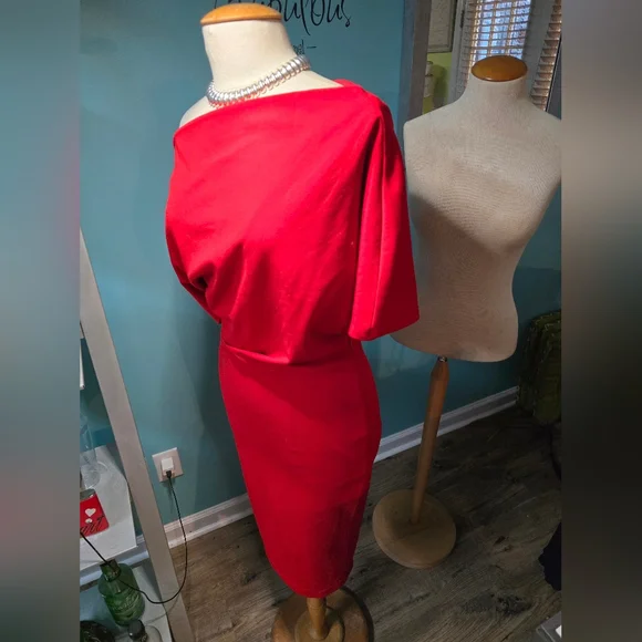 Alexia Admor Draped One Shoulder Red Dress - Picture 6 of 8